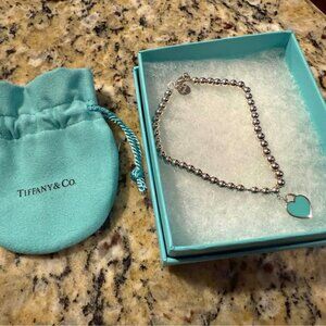 Tiffany & Co Heart Charm Beaded Bracelet